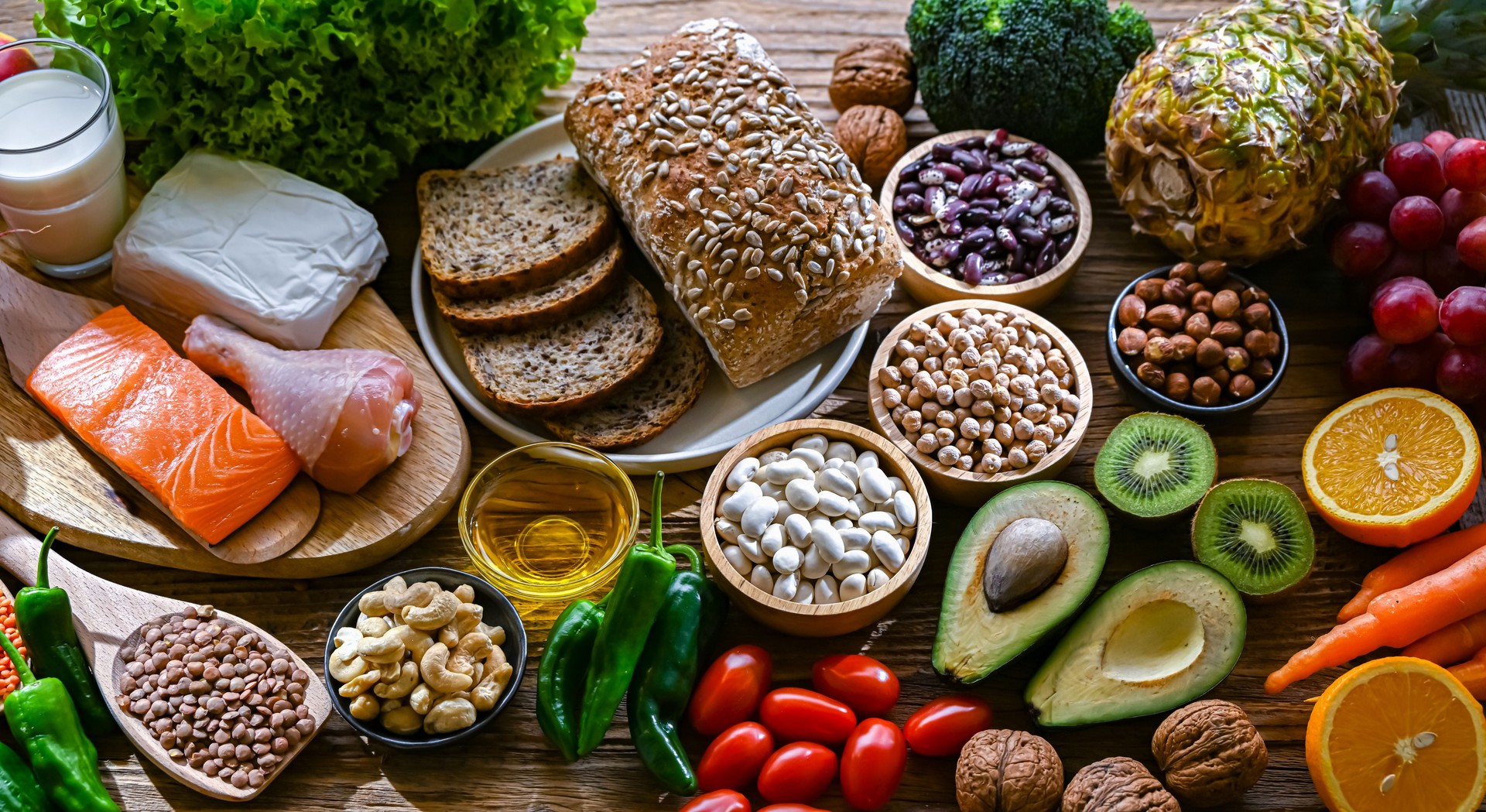 Food products representing the DASH diet